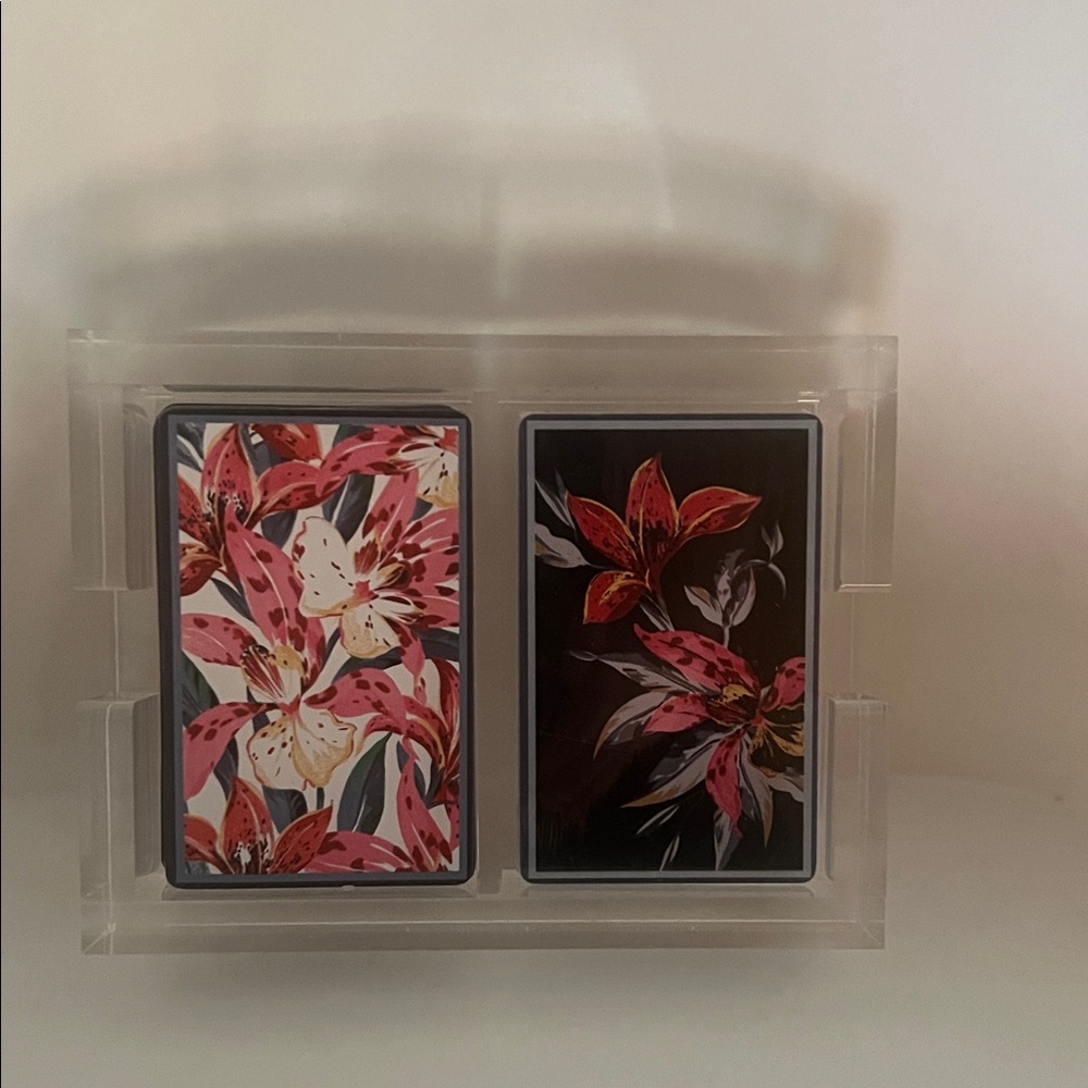 Floral Playing Card decks and acrylic case